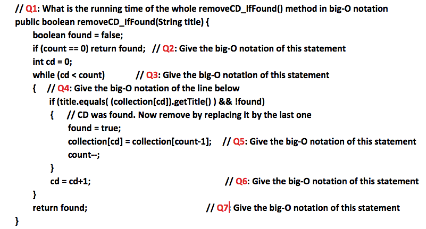 code to remove a CD from an array